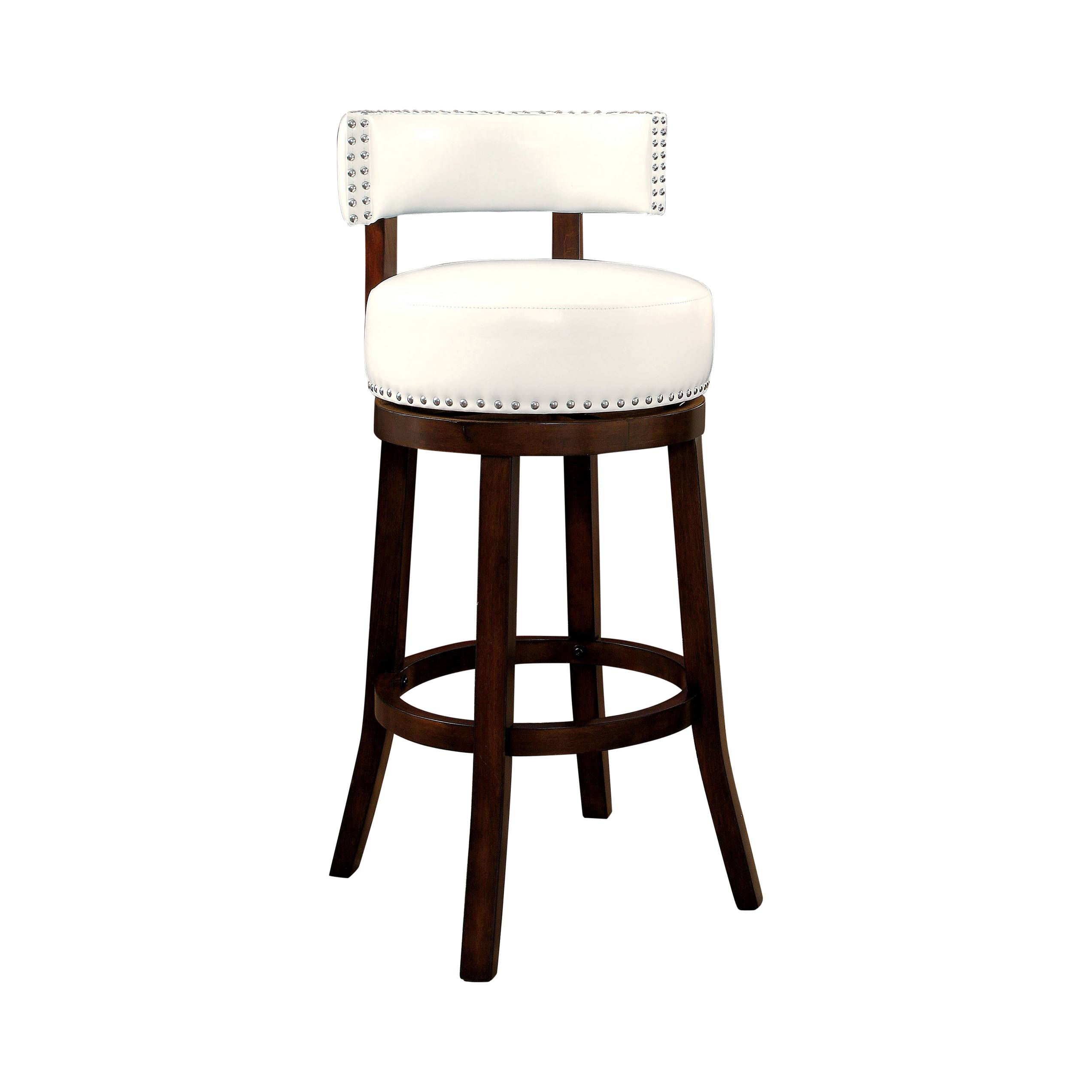 Roos Contemporary Swivel 29-Inch Bar Stools in White and Dark Oak (Set of 2)