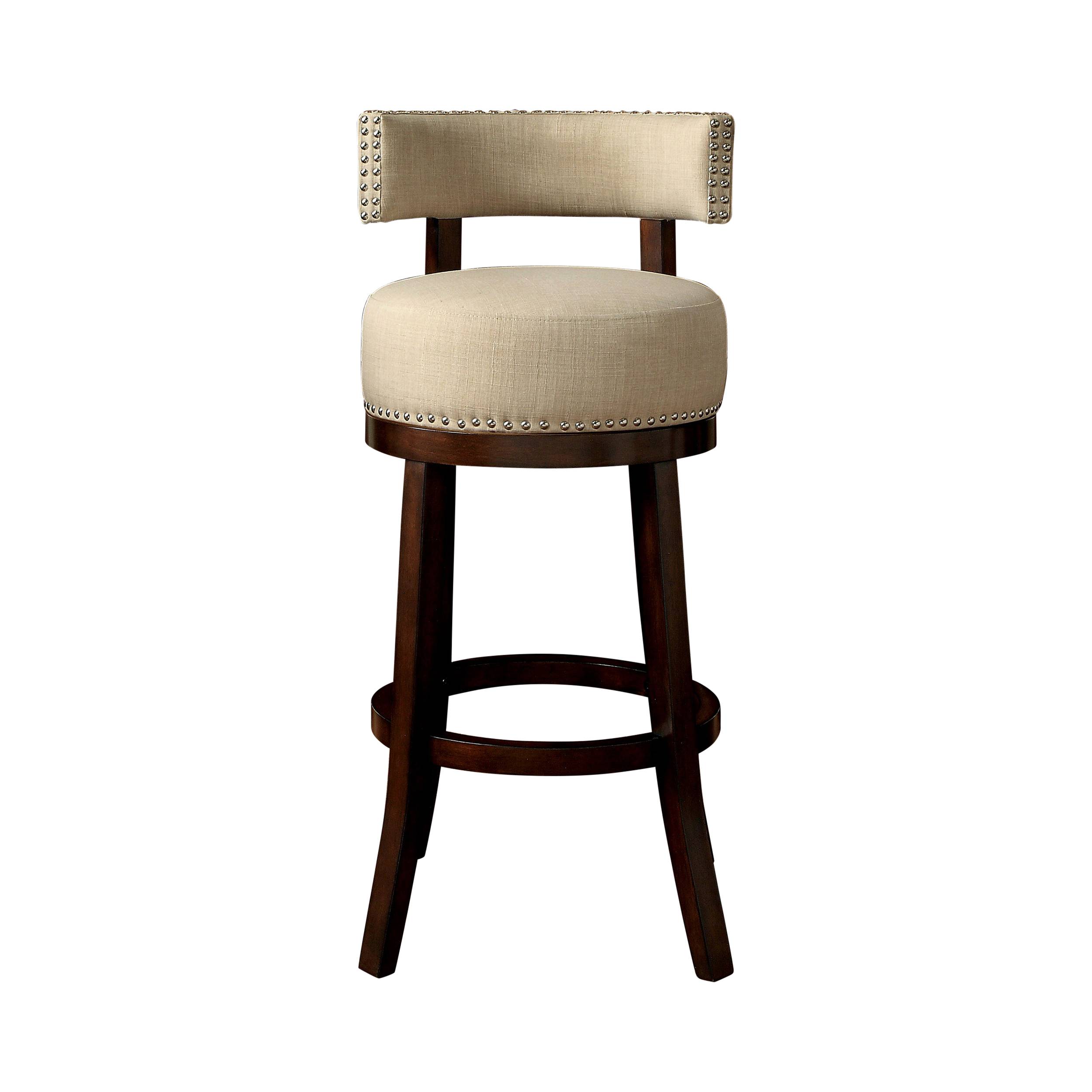Martin Contemporary Fabric Swivel Bar Stools in Beige (Set of 2)