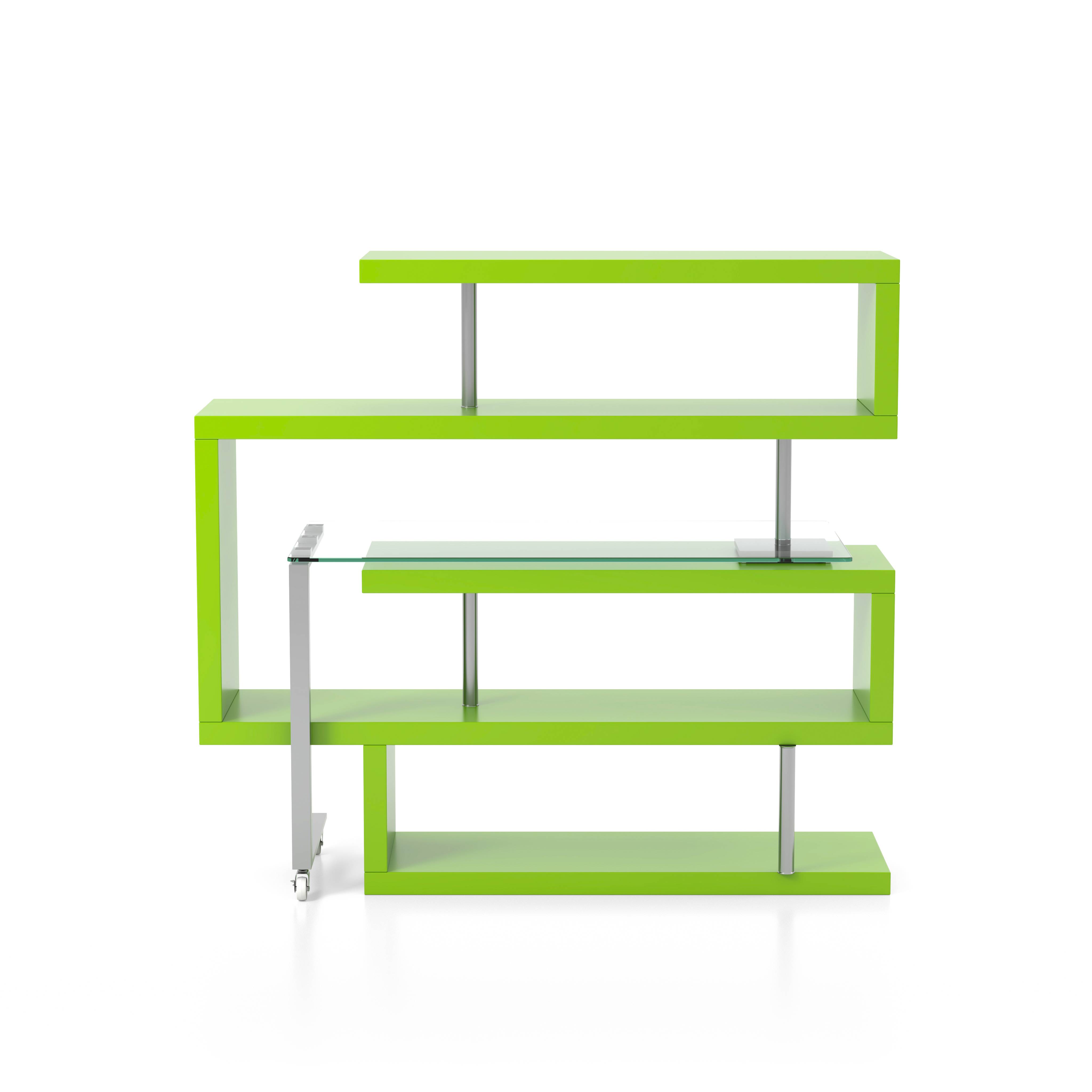 Creema L-Shape Bookcase Desk in Green
