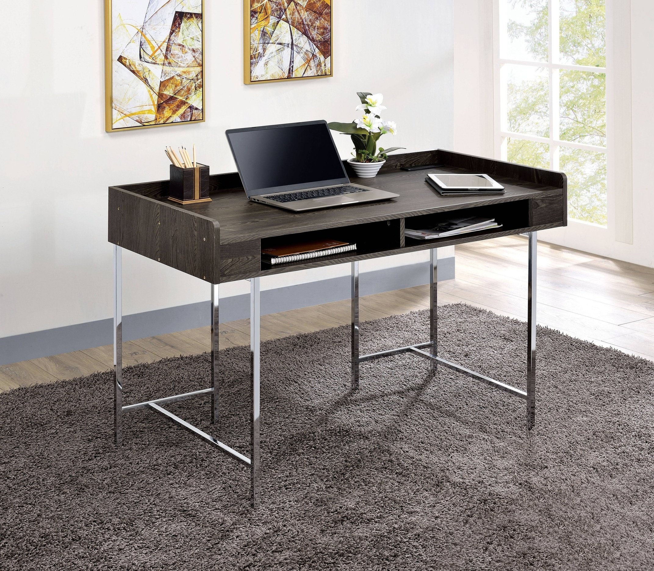 Burkette Storage Writing Desk with USB Plug