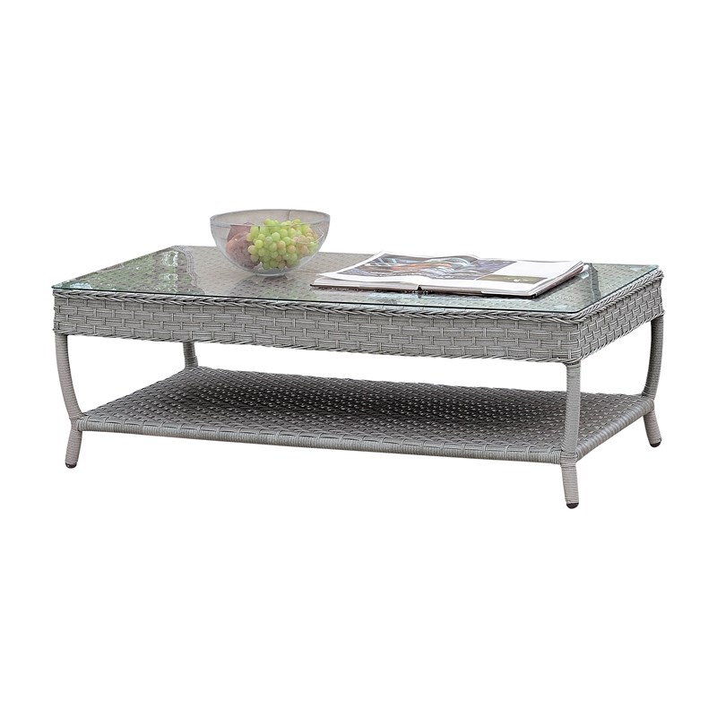 Mesa Contemporary Glass Top Patio Coffee Table
