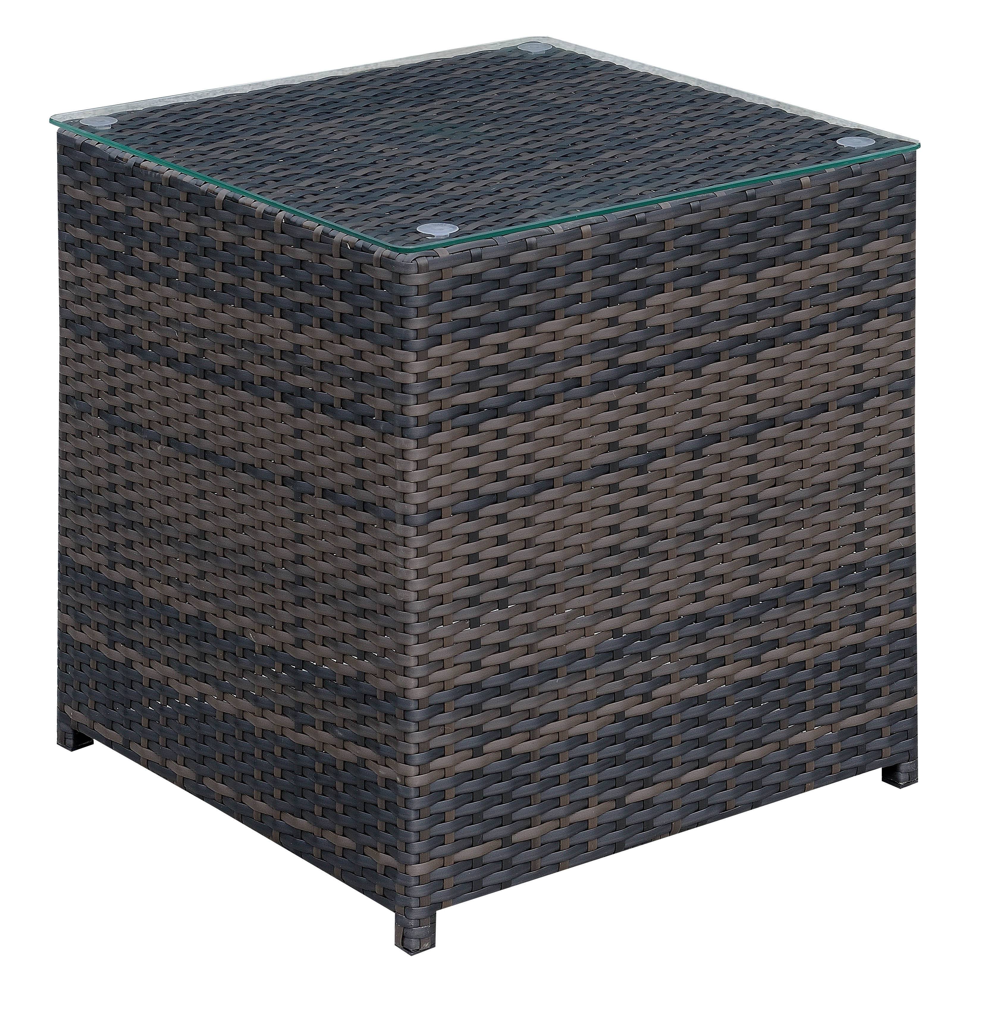 Fischer Contemporary Glass Top Patio End Table