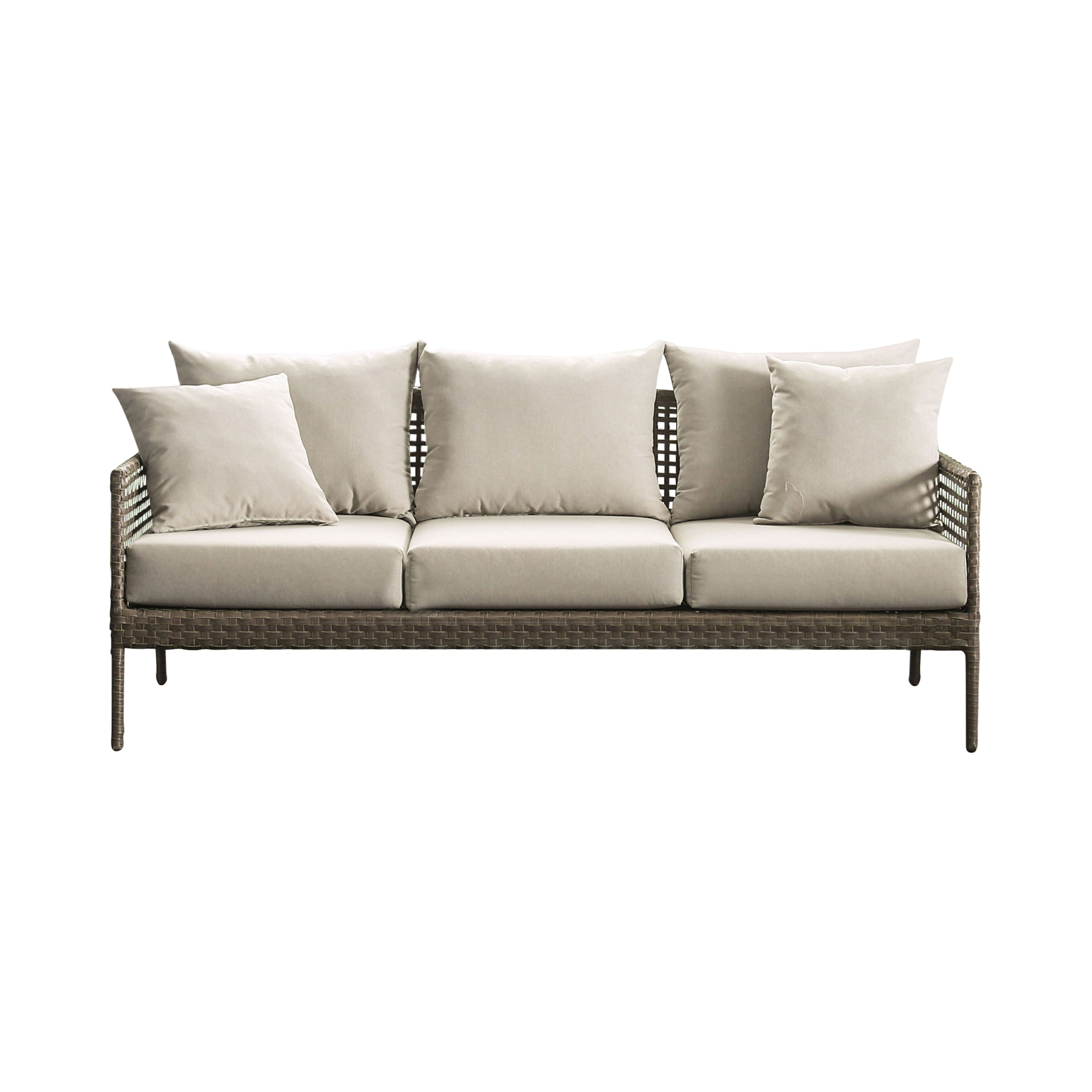 Gracera Contemporary Faux Wicker Patio Sofa