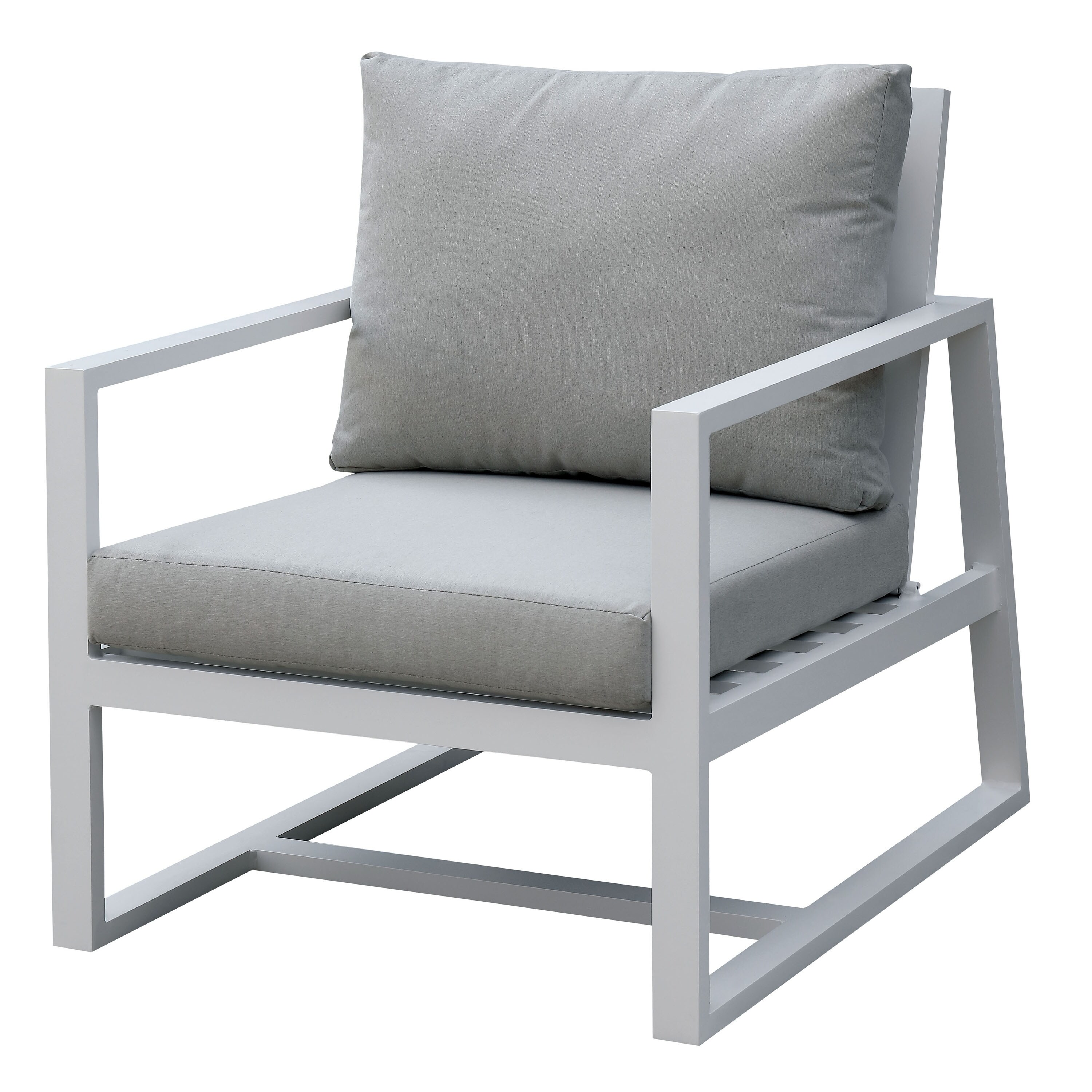 Jemmet Contemporary Aluminum Patio Arm Chair in Beige