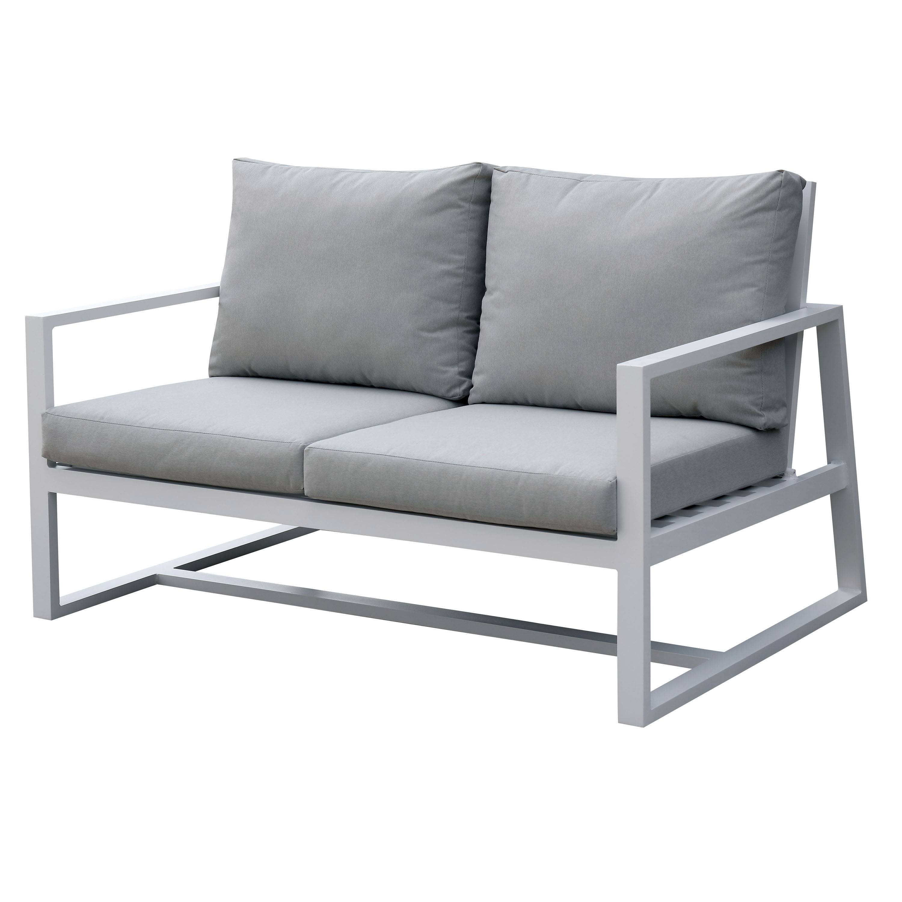 Jemmet Contemporary Aluminum Patio Loveseat in Beige
