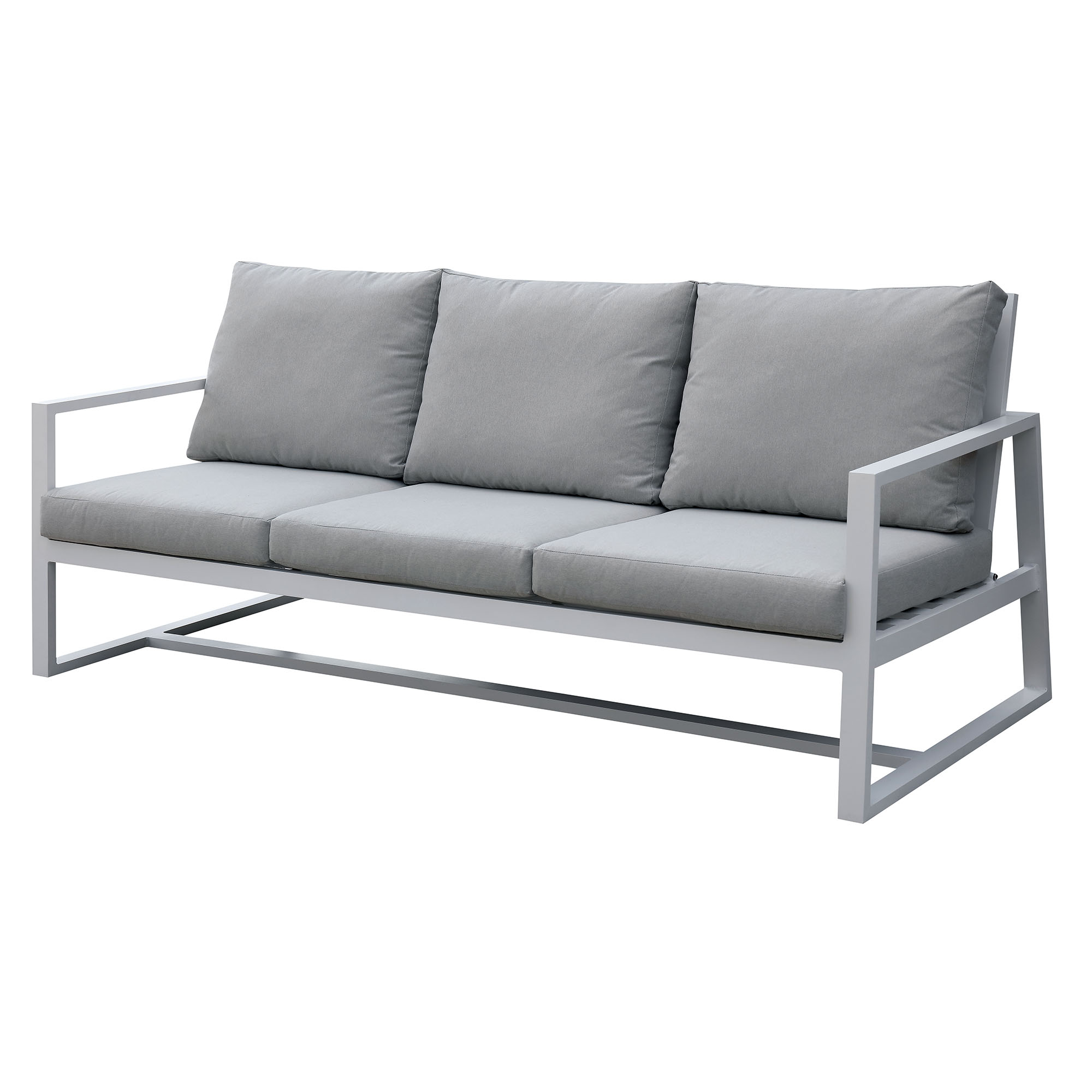 Jemmet Contemporary Aluminum Patio Sofa in Beige