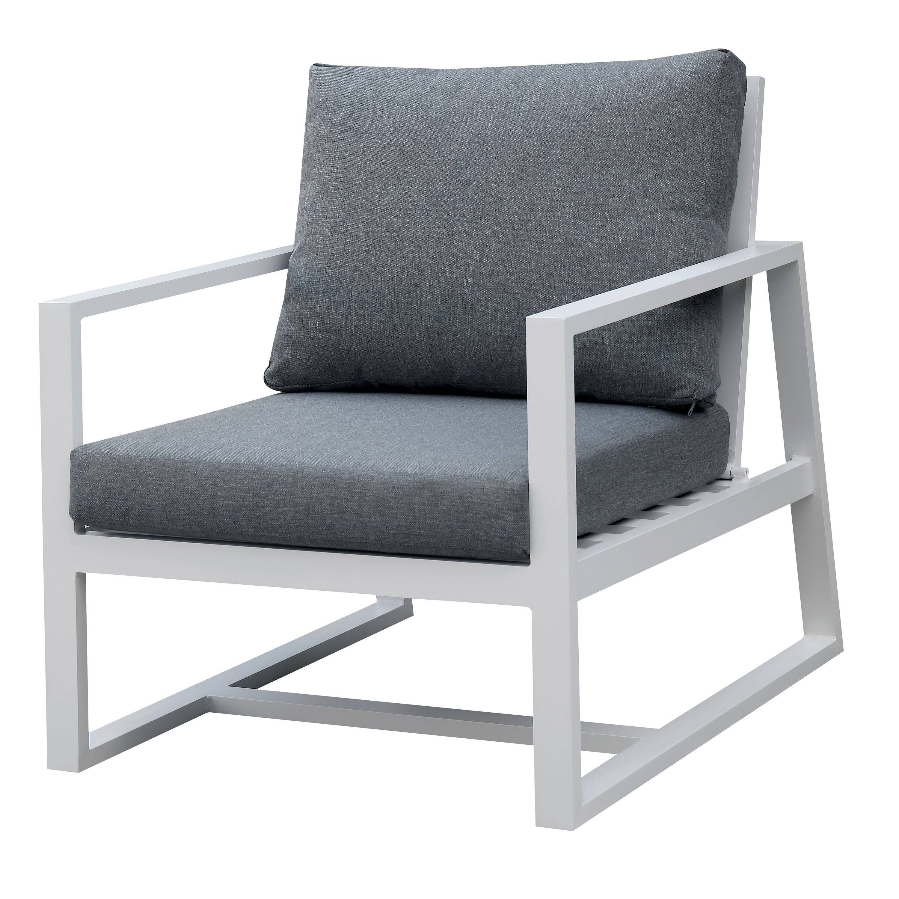 Jemmet Contemporary Aluminum Patio Arm Chair in Gray