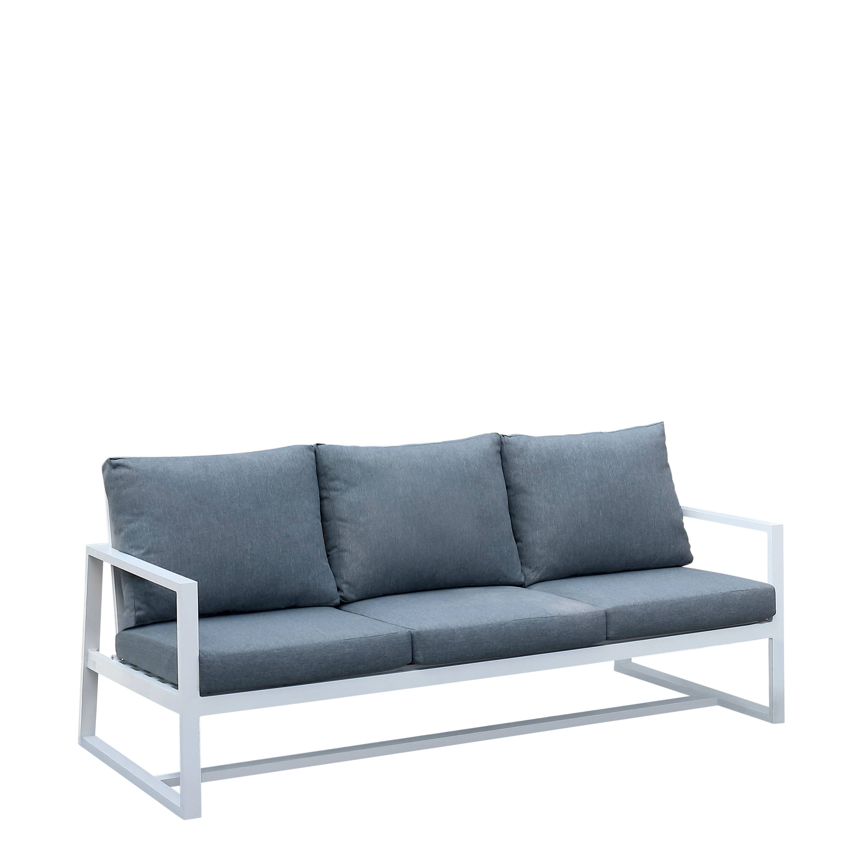 Jemmet Contemporary Aluminum Patio Sofa in Gray