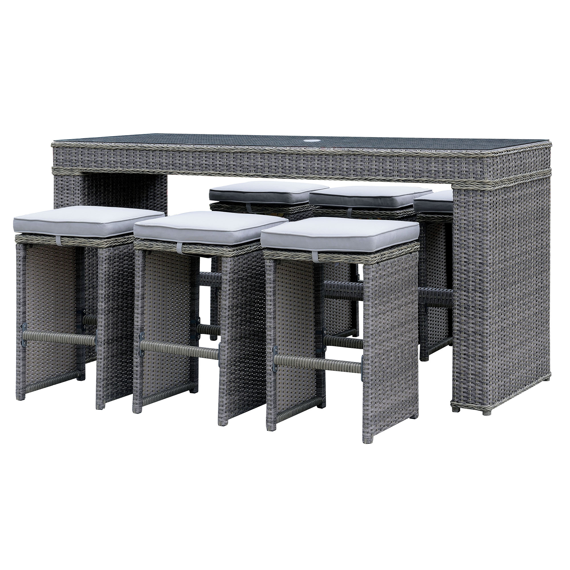 Vinson Contemporary 7-Piece Faux Rattan Patio Dining Set