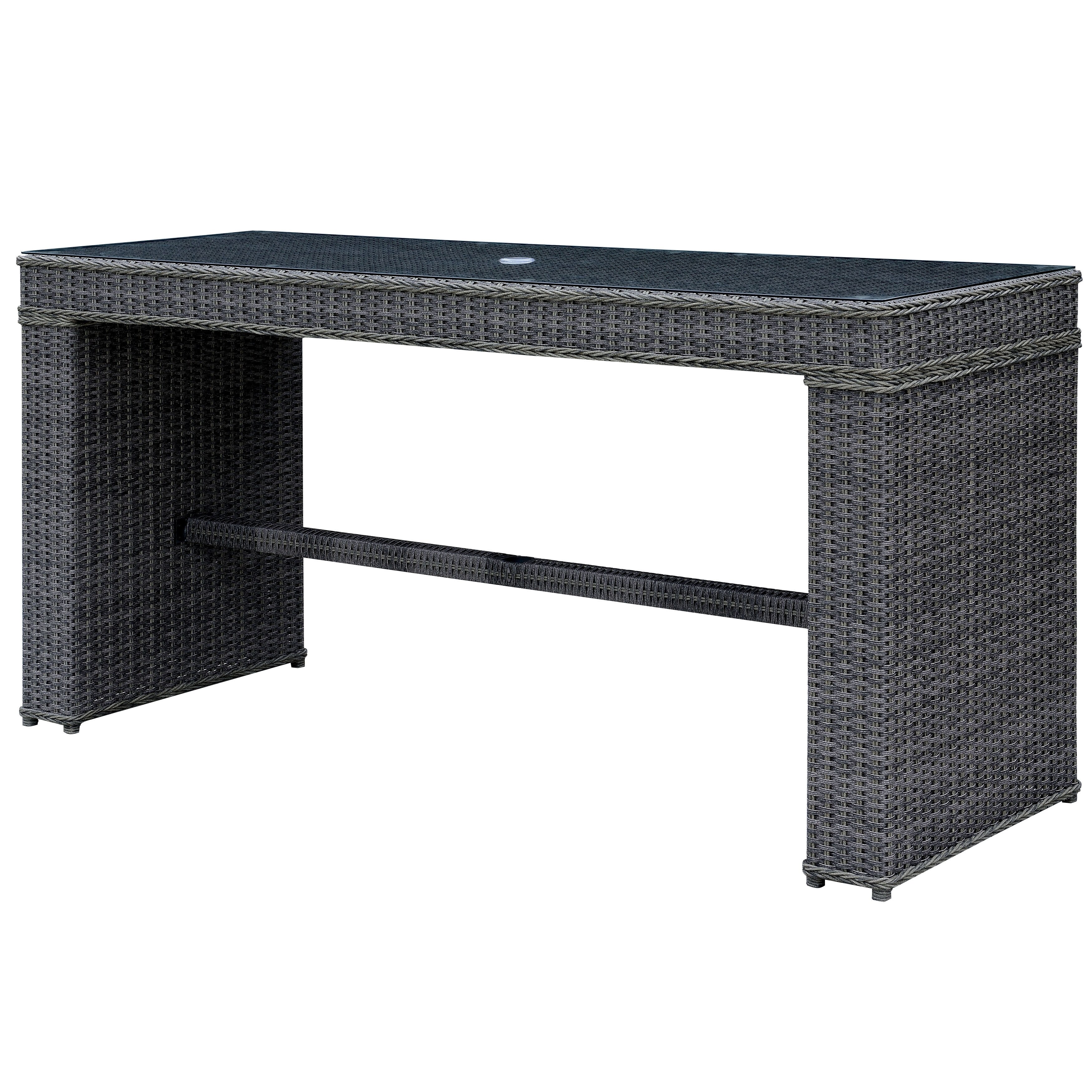 Vinson Contemporary Glass Top Patio Bar Table
