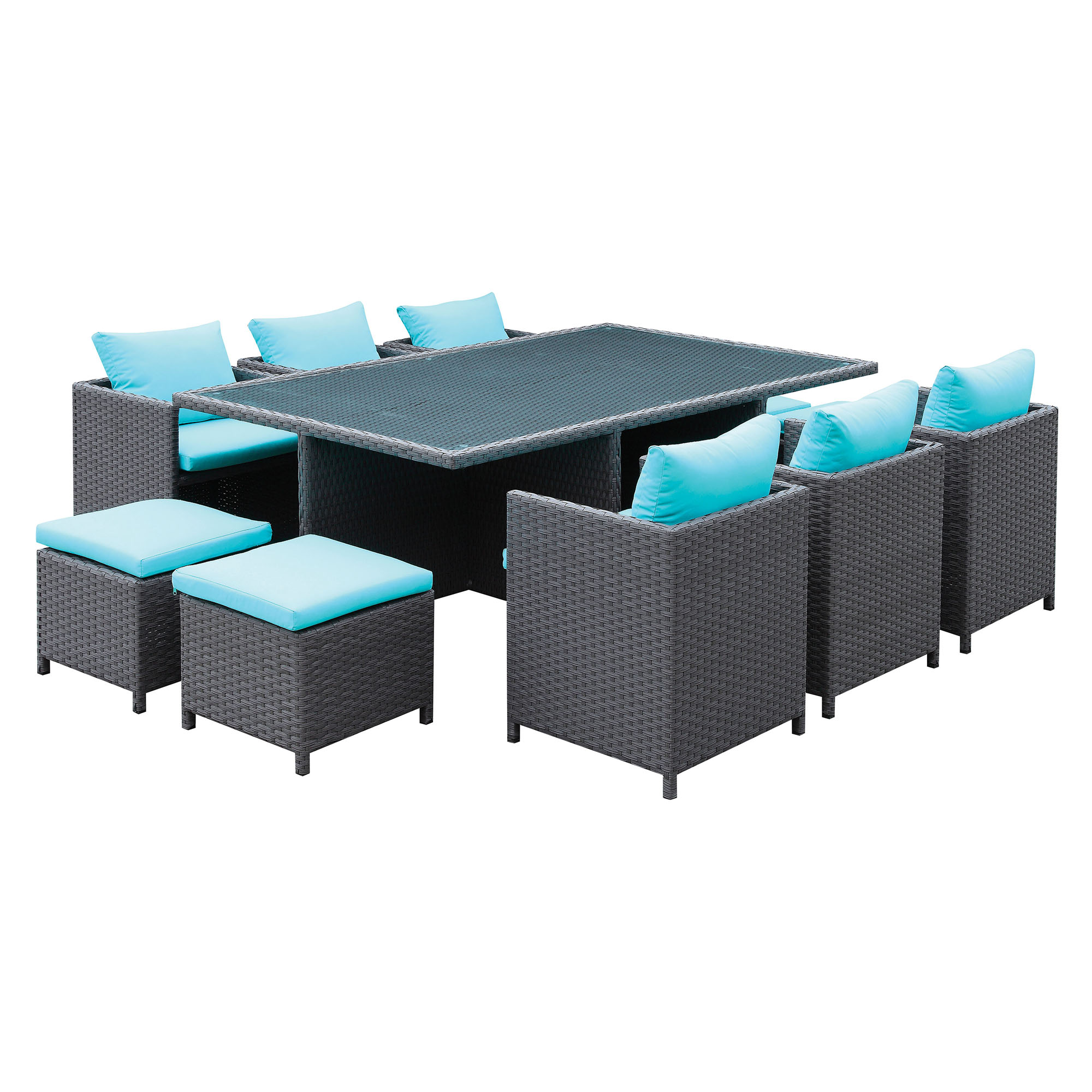 Domarri Contemporary 11-Piece Faux Rattan Patio Dining Set