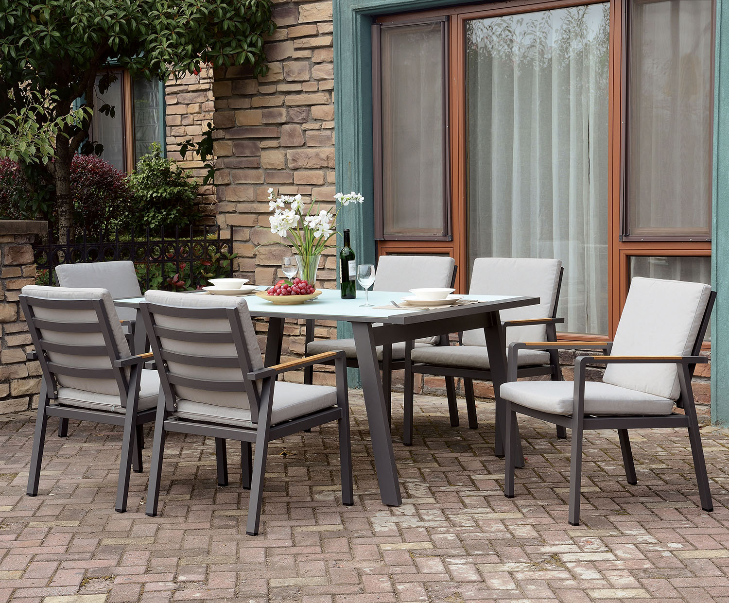 Haney Patio Arm Chairs (Set of 6)