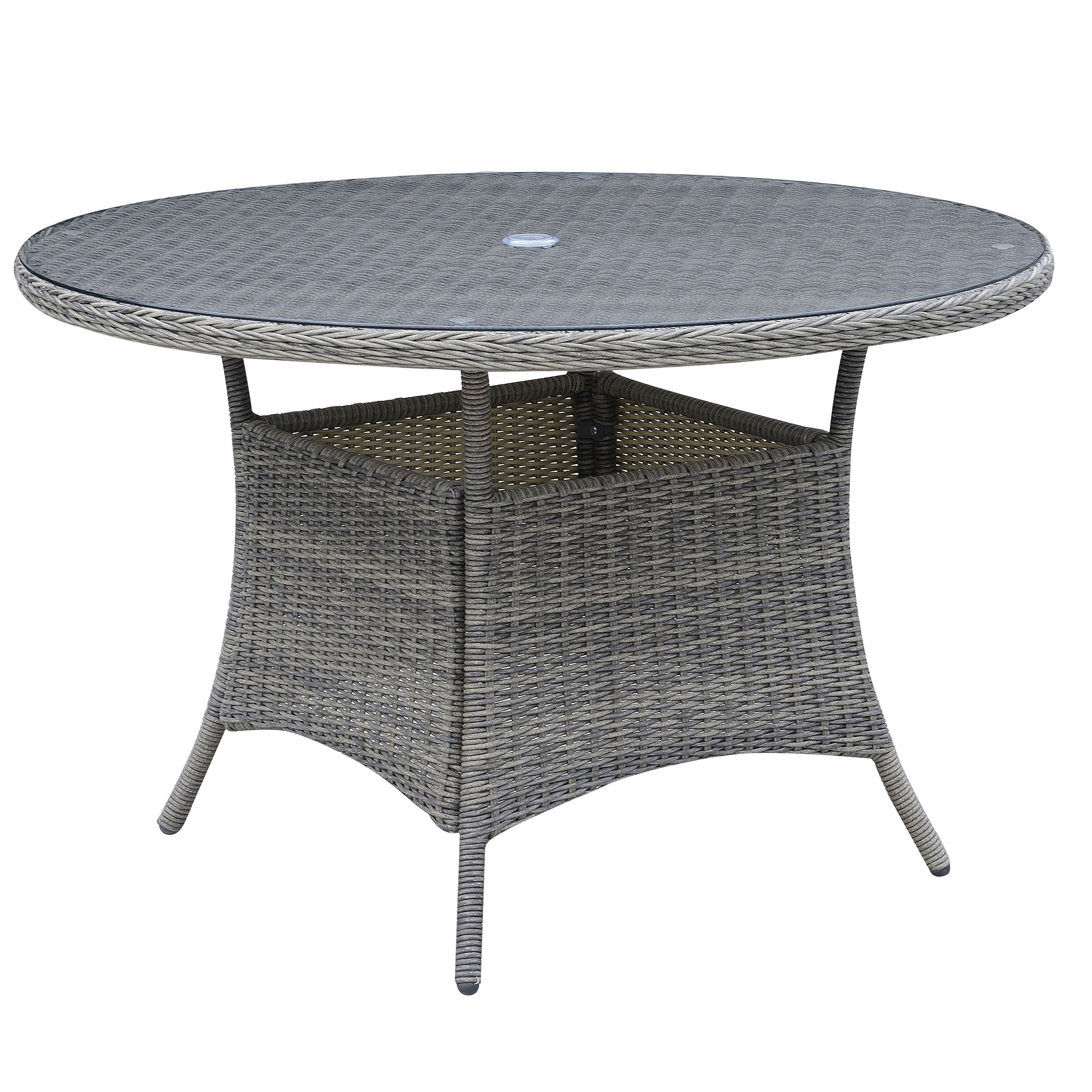 Grodon Contemporary Round Glass Top Patio Dining Table
