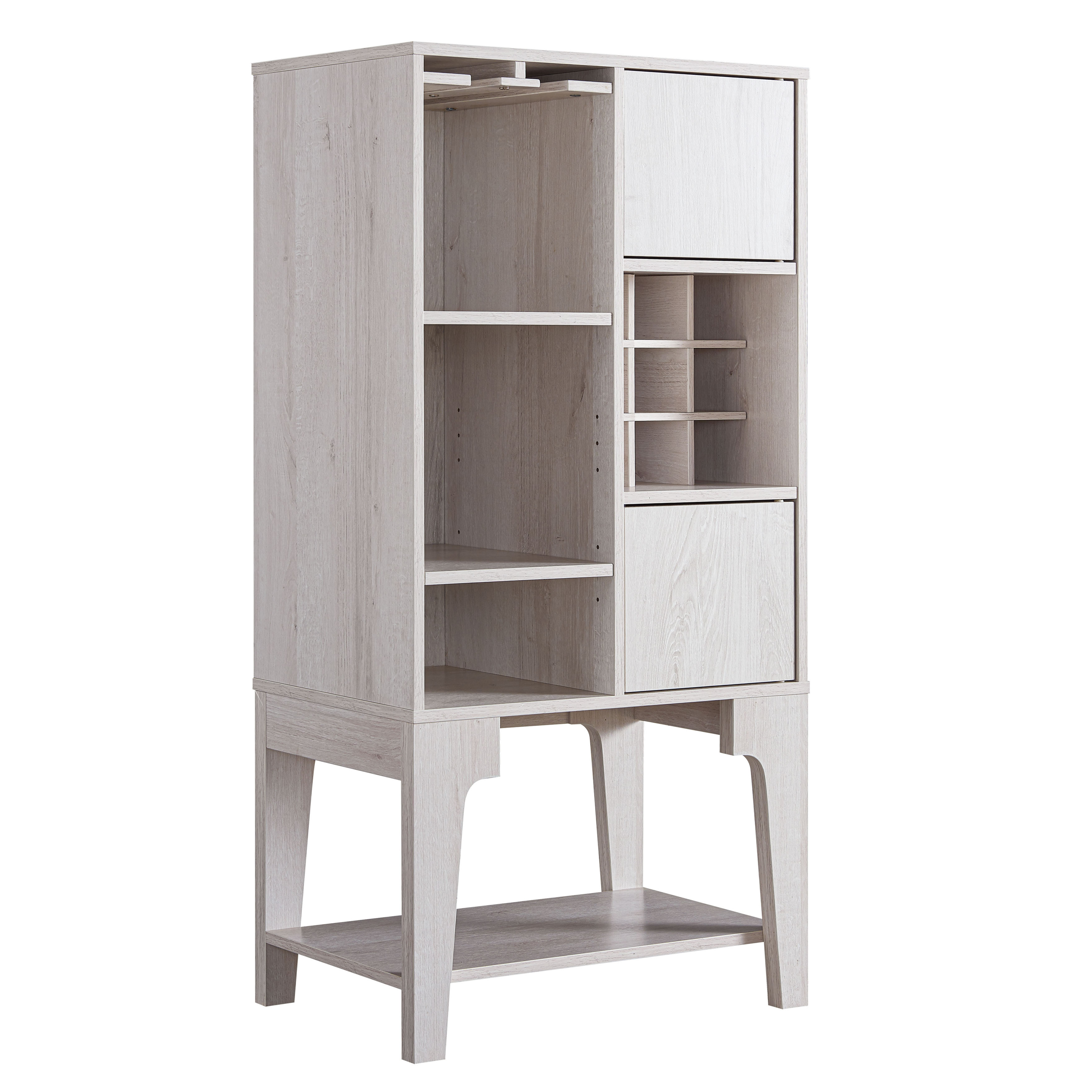 Doxnar Multi-Storage Wine Cabinet in White Oak