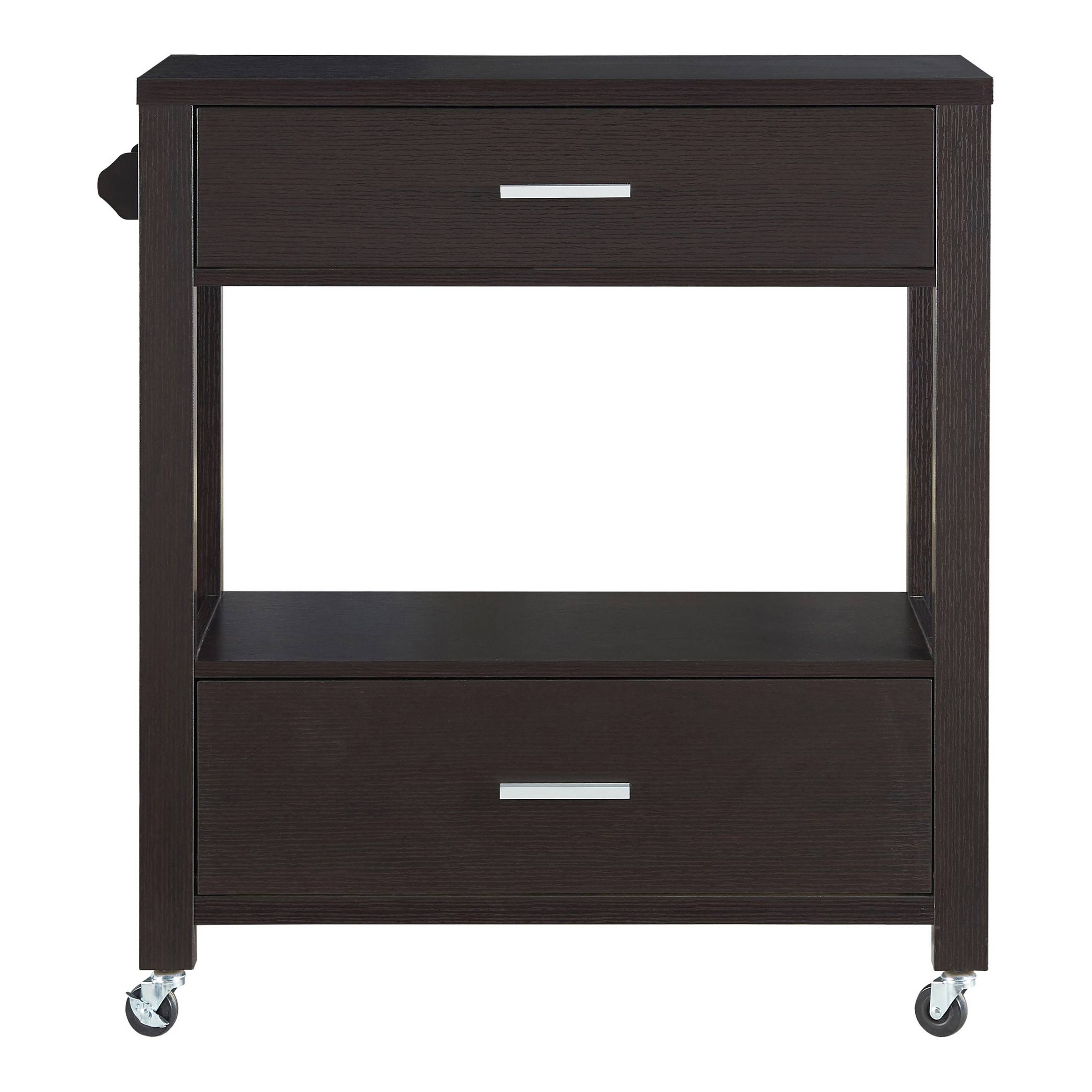 Arton 2-Drawer Kitchen Cart in Cappuccino