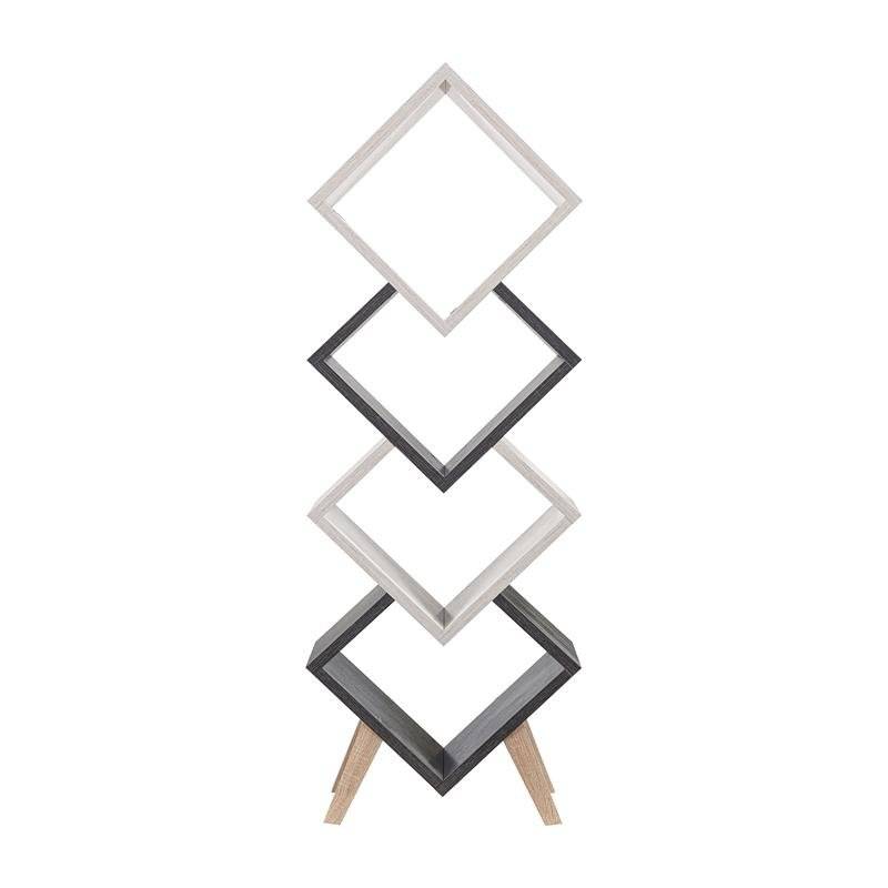 Yarmow 4-Shelf Bookcase in White Oak and Distressed Gray